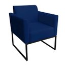 Ver imagem 2 de Kit 01 Namoradeira e 02 Poltronas Marisa Suede Azul Marinho Base Industrial Metálica Preto D'Rossi