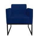 Ver imagem 3 de Kit 01 Namoradeira e 02 Poltronas Marisa Suede Azul Marinho Base Industrial Metálica Preto D'Rossi