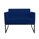 Ver imagem 5 de Kit 01 Namoradeira e 02 Poltronas Marisa Suede Azul Marinho Base Industrial Metálica Preto D'Rossi