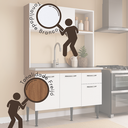 Ver imagem 2 de Cozinha Completa Compacta Armário Mdp Marrom Freijó e Branco