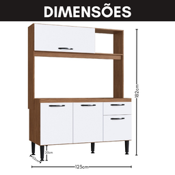 Cozinha Completa Compacta Armário Mdp Marrom Freijó e Branco - 4