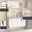 Ver imagem 3 de Cozinha Completa Compacta Armário Mdp Marrom Freijó e Branco