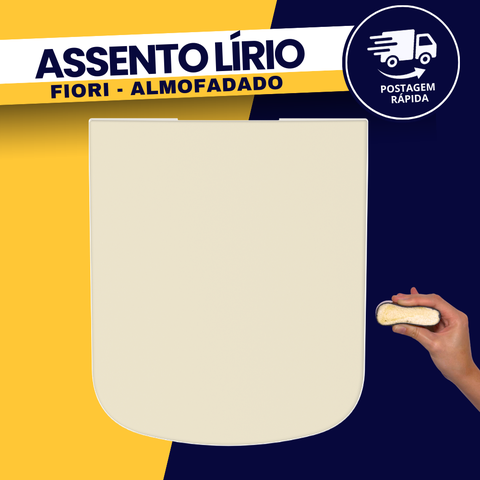 Assento Tampa Vaso Sanitário Lírio Fiori Almofadado Bege Durín