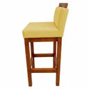 Ver imagem 5 de Kit 2 Banqueta Alta de Madeira Aurora Balcão Cozinha Bistro com Encosto Suede Amarelo