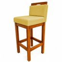 Ver imagem 3 de Kit 2 Banqueta Alta de Madeira Aurora Balcão Cozinha Bistro com Encosto Suede Amarelo