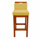 Ver imagem 4 de Kit 2 Banqueta Alta de Madeira Aurora Balcão Cozinha Bistro com Encosto Suede Amarelo