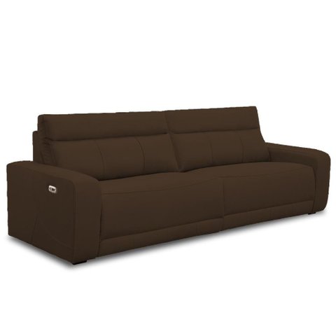 Sofá 4 Lugares Rettrátil Reclinável Elétrico 284cm Mazi L06 Couro Marrom - Lyam Decor