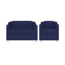 Ver imagem 1 de Kit Namoradeira Tilla + Poltrona Decorativa Quarto Sala Cor:Azul Marinho