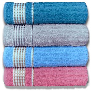 Kit 4 Toalhas de Banho Caneladas Gigante Banhão 70 X 140 Beka Mega-absorção - Modelo 2