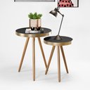 Ver imagem 2 de Kit 2 Mesa Lateral Lisa Mdf Preto | Aço Dourado - Sallar Home