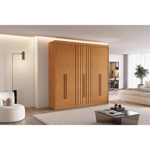 Guarda Roupa Casal Portugal Cinamomo 6 Portas de Bater 6 Gavetas Cinamomo MDF
