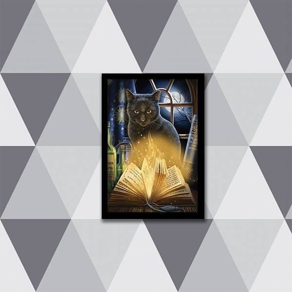 Quadro Decorativo Gato Bruxo com Livro - 1