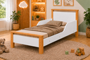 Ver imagem 2 de Mini Cama Infantil Branco e Mel com Colchão Ortobom Incluso Laterais de Proteção e Pés Madeira Maciç
