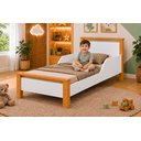 Ver imagem 3 de Mini Cama Infantil Branco e Mel com Colchão Ortobom Incluso Laterais de Proteção e Pés Madeira Maciç