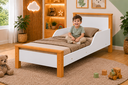 Ver imagem 3 de Mini Cama Infantil Branco e Mel com Colchão Ortobom Incluso Laterais de Proteção e Pés Madeira Maciç