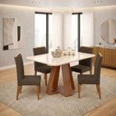 Ver imagem 2 de Conjunto Sala de Jantar Mesa Tampo em Vidro 1,20m Maria 6 Cadeiras Tati