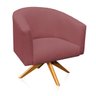Poltrona Giratória Stella Linho Whisky Rosê A106 Base Madeira MA30 - D'Rossi - 1