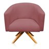 Poltrona Giratória Stella Linho Whisky Rosê A106 Base Madeira MA30 - D'Rossi - 3