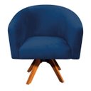 Ver imagem 2 de Poltrona Giratória Stella Suede Azul Marinho Base Madeira MM30 - D'Rossi