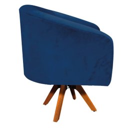 Poltrona Giratória Stella Suede Azul Marinho Base Madeira MM30 - D'Rossi - 3