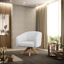 Ver imagem 2 de Poltrona Giratória Stella Linho Cinza Claro A05 Base Madeira Ma30 - D'rossi