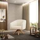 Ver imagem 2 de Poltrona Giratória Stella Linho Grosso Bege A19 Base Madeira MA30 - D'Rossi