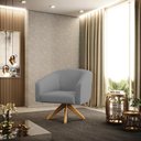 Ver imagem 2 de Poltrona Giratória Stella Linho Grafite A26 Base Madeira Ma30 - D'rossi