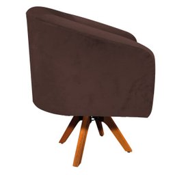 Poltrona Giratória Stella Suede Marrom Base Madeira MM30 - D'Rossi - 3