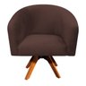 Poltrona Giratória Stella Suede Marrom Base Madeira MM30 - D'Rossi - 2