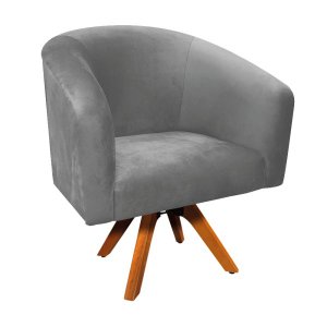 Poltrona Giratória Stella Suede Grafite Base Madeira mm30 - D'Rossi