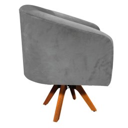 Poltrona Giratória Stella Suede Grafite Base Madeira mm30 - D'Rossi - 3
