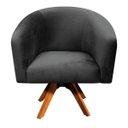 Ver imagem 2 de Poltrona Giratória Stella Suede Preto Base Madeira MM30 - D'Rossi