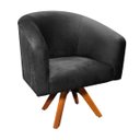 Ver imagem 1 de Poltrona Giratória Stella Suede Preto Base Madeira MM30 - D'Rossi