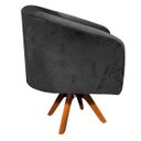 Ver imagem 3 de Poltrona Giratória Stella Suede Preto Base Madeira MM30 - D'Rossi