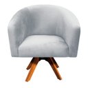 Ver imagem 2 de Poltrona Giratória Stella Suede Cinza Base Madeira MM30 - D'Rossi