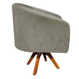 Poltrona Giratória Stella Suede Marrom Rato Base Madeira MM30 - D'Rossi - 3