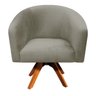Poltrona Giratória Stella Suede Marrom Rato Base Madeira MM30 - D'Rossi - 2