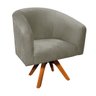 Poltrona Giratória Stella Suede Marrom Rato Base Madeira MM30 - D'Rossi - 1