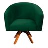 Poltrona Giratória Stella Suede Verde Base Madeira MM30 - D'Rossi - 2
