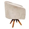 Kit 2 Poltronas Giratória Stella Suede Bege Base Madeira Mm30 - D'rossi - 4
