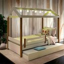 Ver imagem 1 de Cama Casa Elisa Branco/Mel c/ LED, Aux. e 02 Colchões