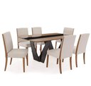 Ver imagem 1 de Conjunto Mesa de Jantar Dinant Vidro e Base Preta + Cadeiras Halle Encosto Estofado - 67642