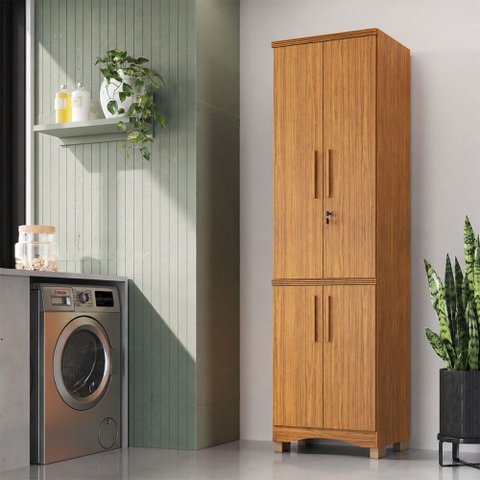 Armário Multiuso Blanc 4 Portas 4 Prateleiras 100% MDF Canela - Rio Doce