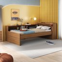 Ver imagem 1 de Cama Solteiro com Nicho Aria Espresso Móveis Marrom/Nogal