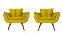 Ver imagem 1 de Kit 02 Poltronas Decorativa Sala E Recepção Opala Suede Amarelo - LM DECOR