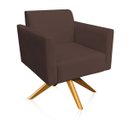 Ver imagem 3 de Kit 01 Namoradeira e 01 Poltrona Marisa Suede Marrom Base Giratória Madeira MA30 D'Rossi
