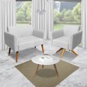 Ver imagem 2 de Kit 01 Namoradeira e 02 Poltronas Marisa Suede Cinza Base Giratória Madeira MA30 D'Rossi