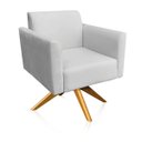 Ver imagem 3 de Kit 01 Namoradeira e 02 Poltronas Marisa Suede Cinza Base Giratória Madeira MA30 D'Rossi