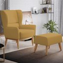 Ver imagem 2 de Kit 02 Poltronas Decorativa Fixa Base de Madeira Milena D02 Veludo Mostarda B-260 - Lyam Decor