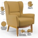Ver imagem 4 de Kit 02 Poltronas Decorativa Fixa Base de Madeira Milena D02 Veludo Mostarda B-260 - Lyam Decor